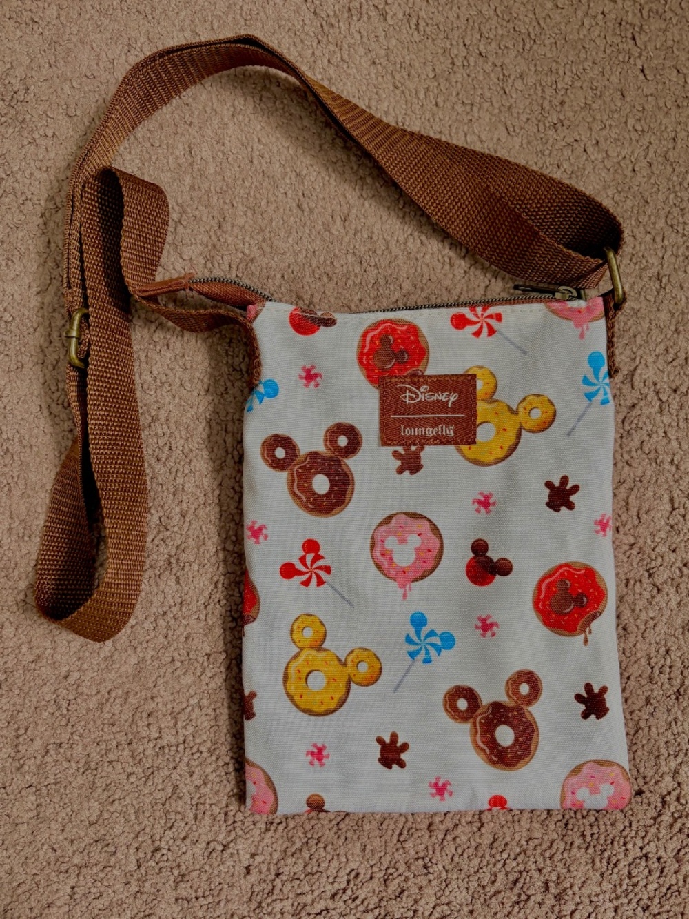 Disney Loungefly Mickey Mouse Donut Sweets & Treats Passport Crossbody Bag Purse